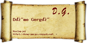 Döme Gergő névjegykártya